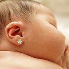 14k Gold Gp 925 Sterling Silver Stud Cz Flower Screw Back Baby Kids Earrings 5mm