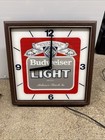 Vintage Budweiser Light Bar Clock Pull Spring Super Rare Version Read