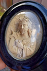 Antique 19thc Meerschaum Carved Sacred Jesus Christ Religious Frame Plaque