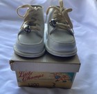 Vintage Little Champs Baby Shoes White Leather W bell In Box Size 2 Lace Up