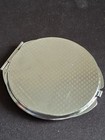 Vintage Floral Compact Mirror Double Sided Silver Tone Handbag Vanity Mirror