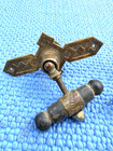 Pair Antique 19th C Victorian Eastlake Brass Wood Drop Pull T Bar Drawer Handle