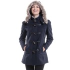 Alpine Swiss Duffy Womens Hooded Parka Fur Trim Wool Coat Toggle Button Jacket