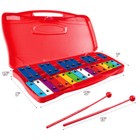 25 Notes Kids Glockenspiel Chromatic Metal Xylophone W  Red Case And 2 Mallets