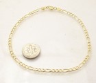 10  Italian Solid Figaro Ankle Bracelet Anklet 14k Yellow Gold Plated Silver