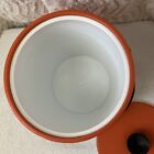 Vintage Orange Vinyl Ice Bucket With  Handle Mid Century Modern Mcm  Nice