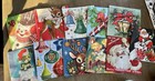 Vintage-replica Christmas Paper Napkins Lot Santa Reindeer Bells Angels