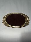 Vintage Florenza Jeweled Vanity Mirror Tray Faux Pearl Flowers-gold Plated