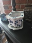 Vintage Hong Kong Chinese Blue   White Planter Pot With Drip Tray United Wilson