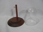 Glass Display Dome With Gold Hook   Wood Base 5 1 4  Pocket Watch Ornament  10