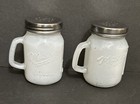 Vintage Set Milk Glass Mason Jar Salt   Pepper Shakers Mason Craft   More  3 25 