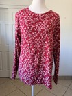 Croft   Barrow Women Xl Red Floral Top Long Sleeve Cotton Classic Tee Casual