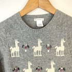 J Crew Crewcuts Wool Sweater Size 12 Llama Embellished Pullover Whimsical Gray