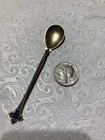 J Tostrup Norway 830s Silver Gilt Enamel Demitasse Spoon  diamond Motif  Twist