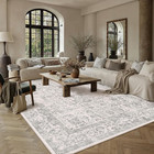 Gray Area Rug 8x10 Machine Washable Large Vintage Living Room Distressed Non Sli