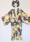 Vintage Japanese Pagoda Mt Fuji Kimono Robe Made In Japan Rayon
