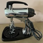 Vintage Sunbeam Deluxe Mixmaster Mixer - Chrome W  2 Glass Bowls Tested   Works 