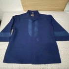 Vintage Iolani Hawaii Beau Tiki Men   s Large Navy Blue Hawaiian Shirt