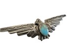 Vintage Native American 2 5    Sterling Silver Thunderbird Turquoise Brooch 6grams