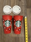 New Starbucks Holiday 2023 Red Cup Day  16 Oz  Reusable Hot Cup Set Of 2