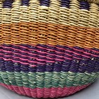 Alaffia Basket Rainbow Color Handmade Woven Ghana Africa 11 5x6x5    Tag Primitive