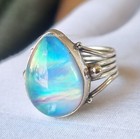 Aurora Opal Rainow Gemstone 925 Sterling Silver Beautiful Gift Her Ring Pg3455