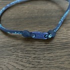Phiten Authentic Classic Star Titanium Single Strand Necklace Blue 18 Inch