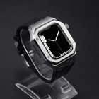 For Apple Watch Series 6 Se 5 4 44mm Rubber Band Stainless Steel Case Mod Kit