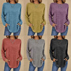 Womens Pullover Baggy Tunic Tops Ribbed T Shirt Long Sleeve Ladies Casual Blouse