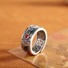 Pure 990 Fine Silver Band Men Women Lucky Hollow Enamel Dragon Phoenix Ring