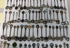 Lot Of 100   Vintage Old Souvenir Spoons Silver Tone Silver Plate Pewter Enamel
