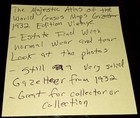 1932 Majestic Atlas Of The World Census Maps Gazetteer Vintage Book