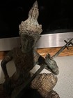 Antique Thai Prince Musician Brass Bronze With Gold Gilt Statue Music Player