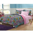  Neon Leopard Ultra Soft Microfiber Girls Comforter Set  Multi-colored Queen