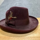 1hatquarters Fedora Hat Men s L 100  Wool Felt Burgundy