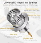 3 In 1 Kitchen Sink Drain Strainer And Stopper Combo Us Standard 3-12  Drain