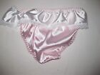 Shein Tween Girls Satin Pom Bow Bikini Panties Pink W white Overlay Nip