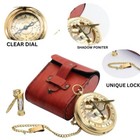 Brass Sundial Compass Vintage Pocket Style Nautical Keychain  Pendant Gold