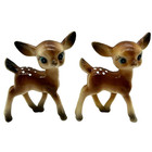 Vintage Anthropomorphic Fawn Deer Plastic Figurine Blue Eyes Family Set Of 4