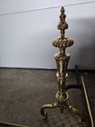 Vintage Brass Fireplace Fender Set Ornate Victorian Andirons 48  Pierced Hearth