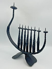 Rare Large Mid-century David Palombo Brutalist Iron Hannukah Menorah Judaica