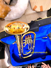 Baritone Horn Made Of Pure Brass In Golden Polish   Cushion Case   Free Shipping
