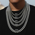 Miami Cuban Link Chain Necklace Men 316l Stainless Steel 18k Gold Plated 20-24in