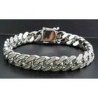 8ct Round Cut Simulated Diamond Men s Cuban Link Chain 8  Bracelet 925 Silver