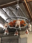 Signed Art Nouveau Style Hand Crafted Glass Chandelier Silver Painted Coated  2
