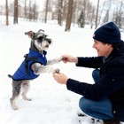 Waterproof Dog Winter Coat With Harness Warm Fleece Jacket Zipper Black M