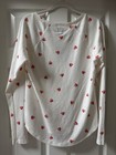 Lucky Brand Women s Long Sleeve Waffle Knit Top With Hearts Size Large Nwt New