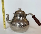 Turkish Hand Hammered Teapot Caydanlik Wooden Handle