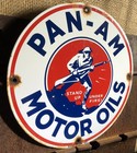 Vintage 1931 Dated Pan-am Motor Oils Porcelain Sign Military War Gas Service