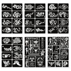 12 Sheets Henna Tattoo Stencils Kit  Reusable Temporary Tattoo Stickers
